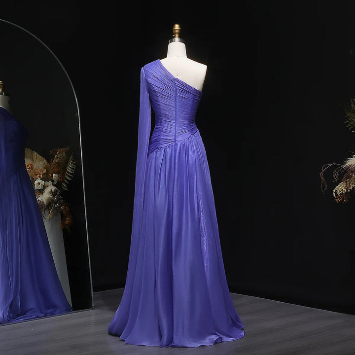 Elegant Green One Shoulder A-Line Evening Dress SF406-DreamyVow