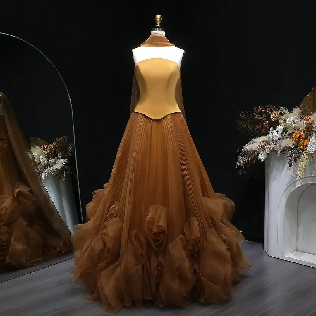 Elegant Green Strapless 3D Flowers Evening Dress SF300-DreamyVow