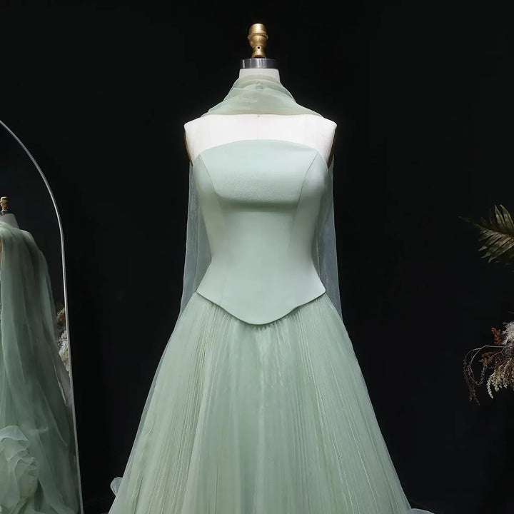 Elegant Green Strapless 3D Flowers Evening Dress SF300-DreamyVow