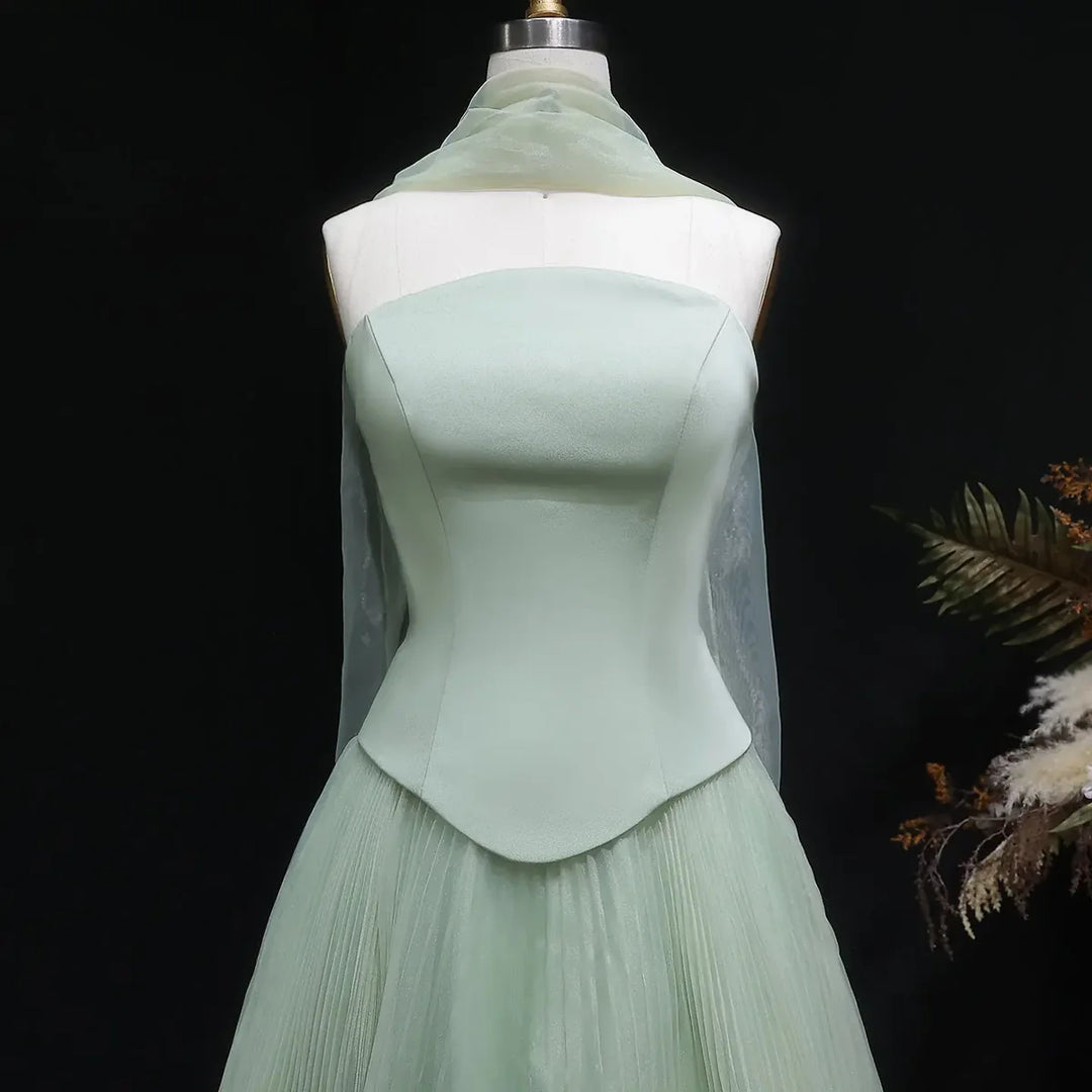 Elegant Green Strapless 3D Flowers Evening Dress SF300-DreamyVow