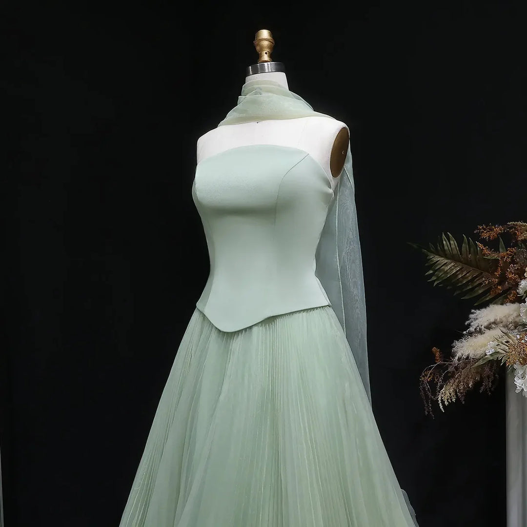 Elegant Green Strapless 3D Flowers Evening Dress SF300-DreamyVow