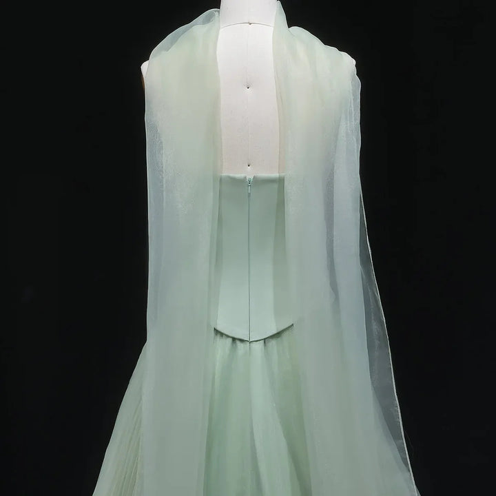 Elegant Green Strapless 3D Flowers Evening Dress SF300-DreamyVow