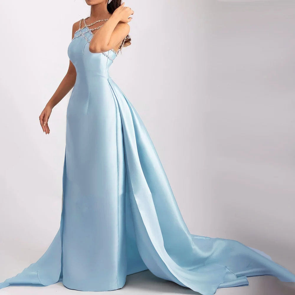 light blue evening dresses Darby Maxi Formal Dress - US 16 Get ready to own the room Light Blue Lace Applique Prom