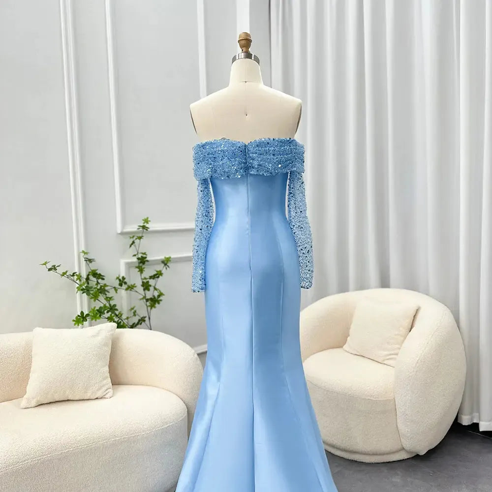 long orange sequin dress Zapaka Women Orange Sequins Long Prom Dress Mermaid V Neck Evening Wear  with Criss Cross Back main image 1