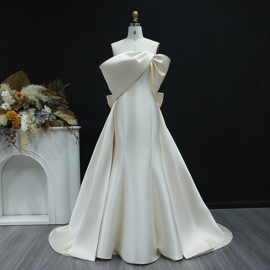 Elegant Off Shoulder Lilac Evening Dress with Overskirt SS400