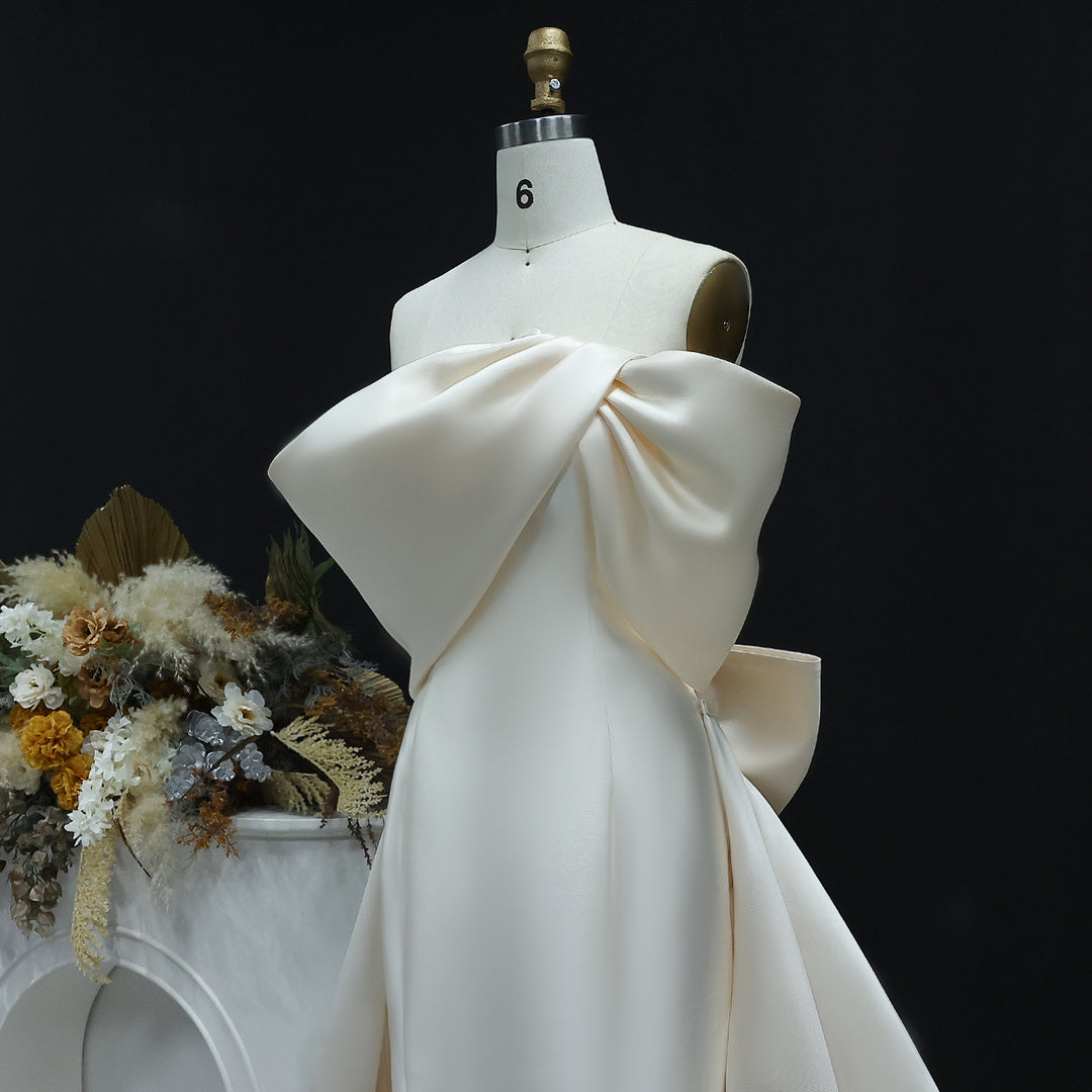 Elegant Off Shoulder Lilac Evening Dress with Overskirt SS400 DreamyVow Elegant Off Shoulder Lilac Evening Dress with Overskirt SS400 DreamyVow