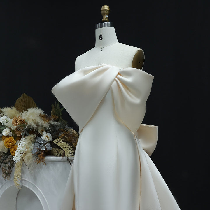 Elegant Off Shoulder Lilac Evening Dress with Overskirt SS400