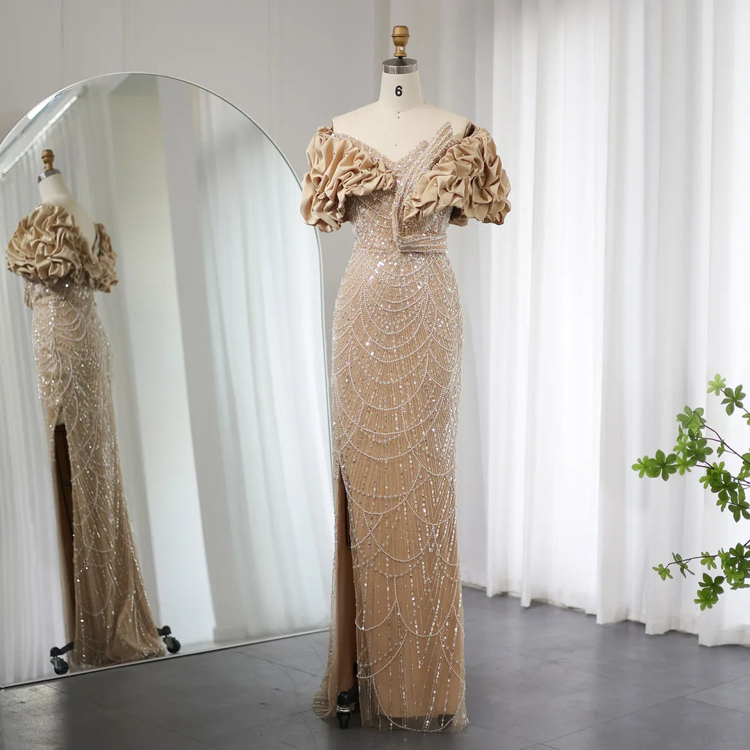Elegant Off Shoulder Mermaid Sage Green Evening Dresses SS288