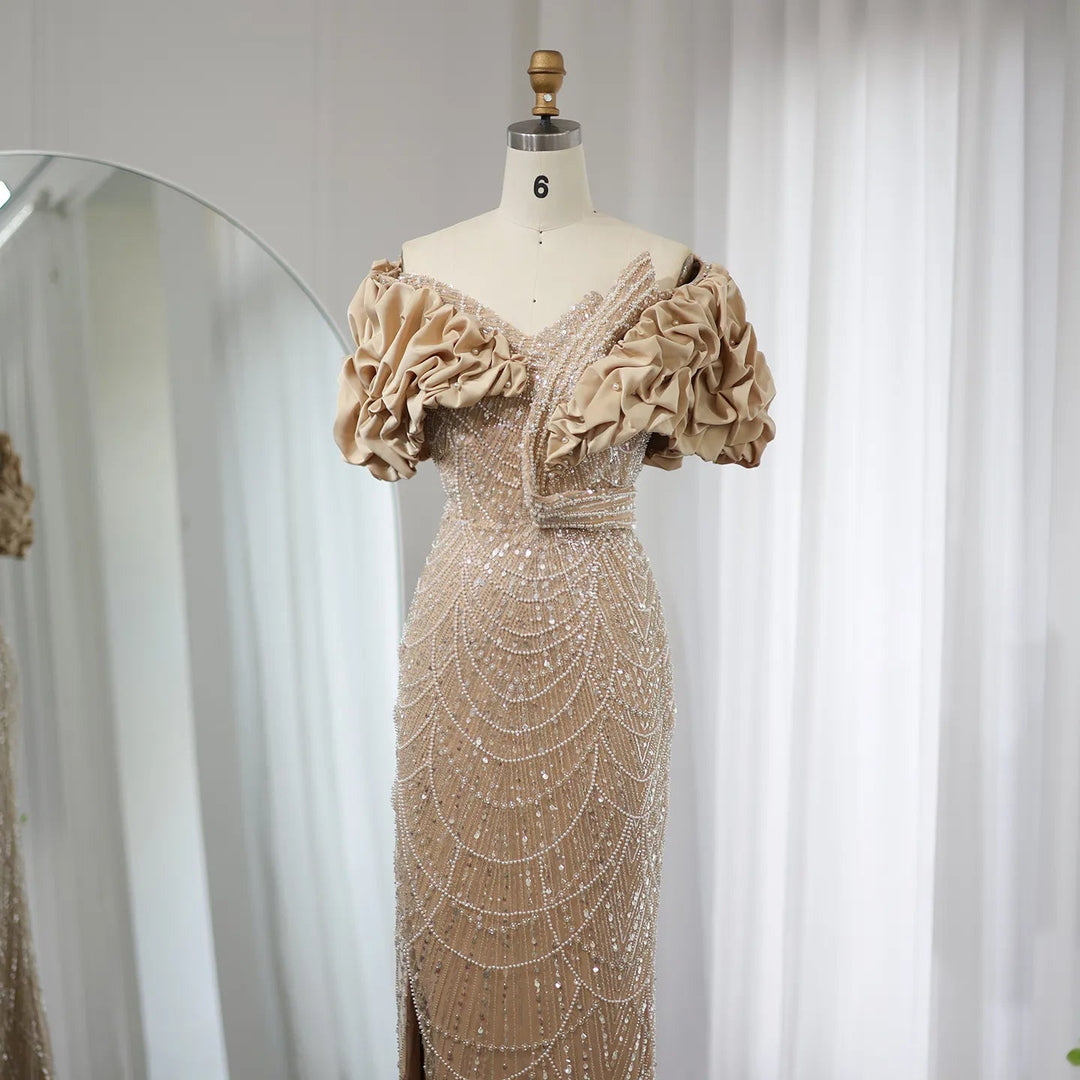 Elegant Off Shoulder Mermaid Sage Green Evening Dresses SS288