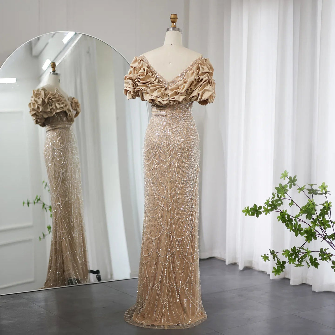 Elegant Off Shoulder Mermaid Sage Green Evening Dresses SS288