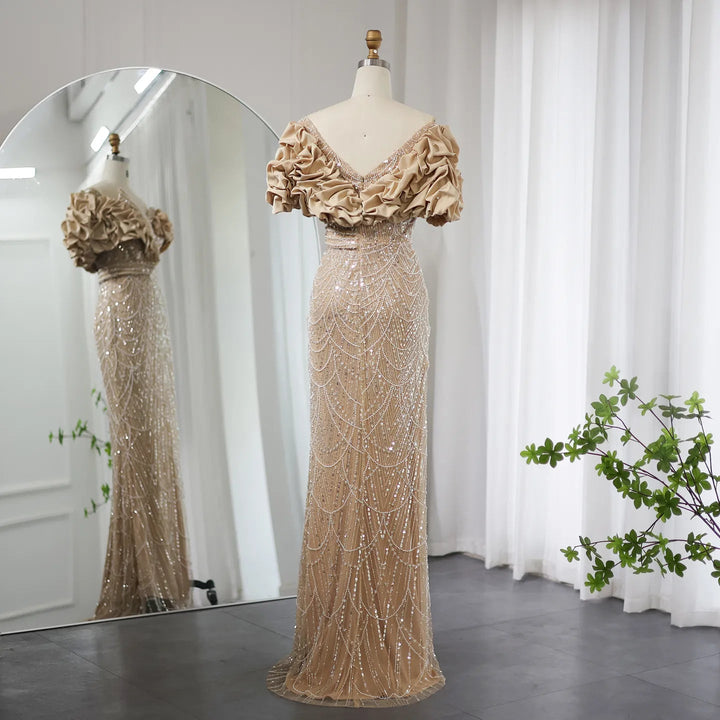Elegant Off Shoulder Mermaid Sage Green Evening Dresses SS288