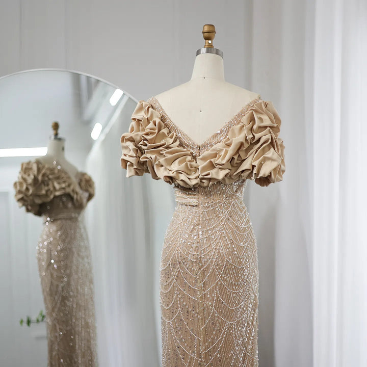 Elegant Off Shoulder Mermaid Sage Green Evening Dresses SS288