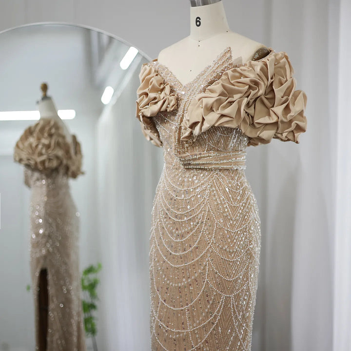 Elegant Off Shoulder Mermaid Sage Green Evening Dresses SS288