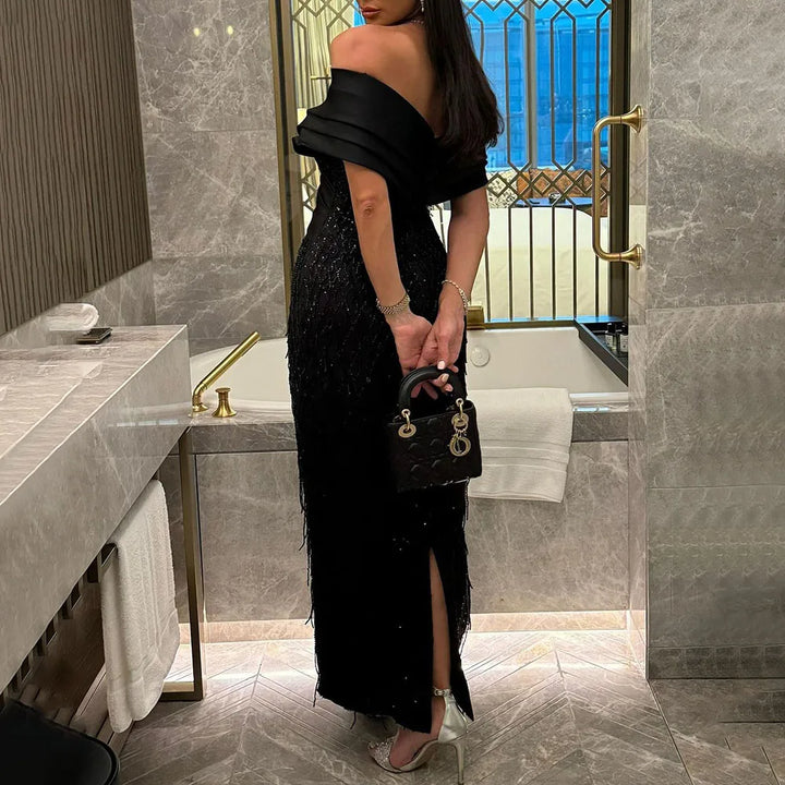 Elegant Off Shoulder Sage Green Dubai Evening Dresses for Women SS667