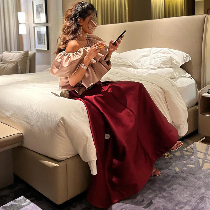 Elegant Pink Burgundy Dubai Short Evening Dresses for Wedding Party SF057