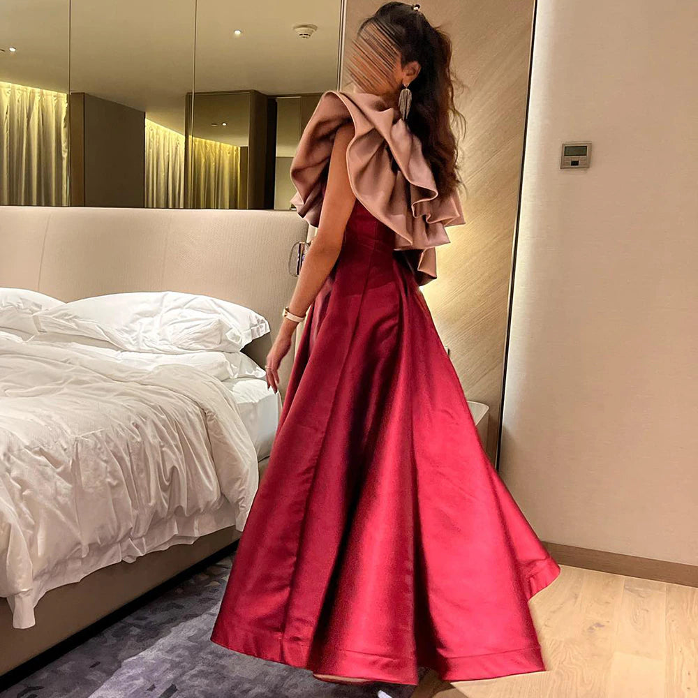 Elegant Pink Burgundy Dubai Short Evening Dresses for Wedding Party SF057