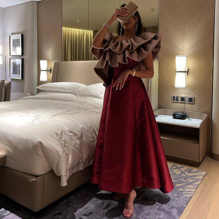 Elegant Pink Burgundy Dubai Short Evening Dresses for Wedding Party SF057