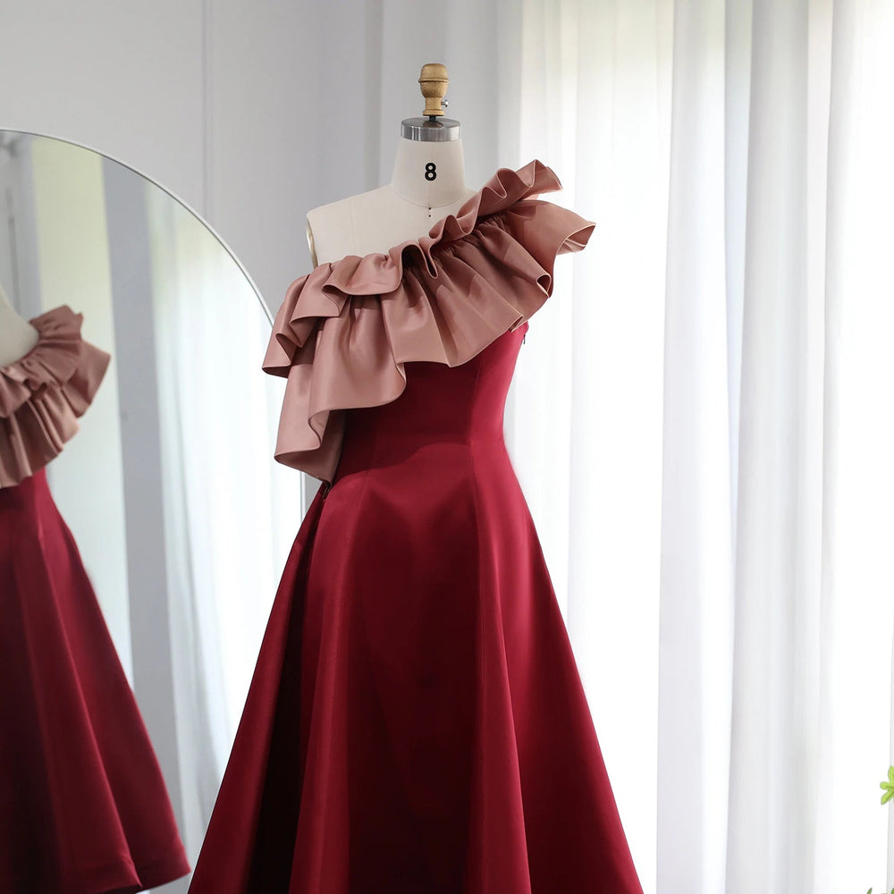 Elegant Pink Burgundy Dubai Short Evening Dresses for Wedding Party SF057