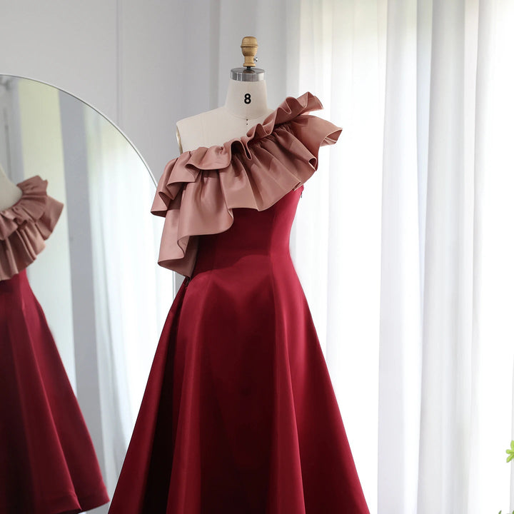 Elegant Pink Burgundy Dubai Short Evening Dresses for Wedding Party SF057