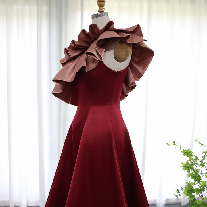 Elegant Pink Burgundy Dubai Short Evening Dresses for Wedding Party SF057