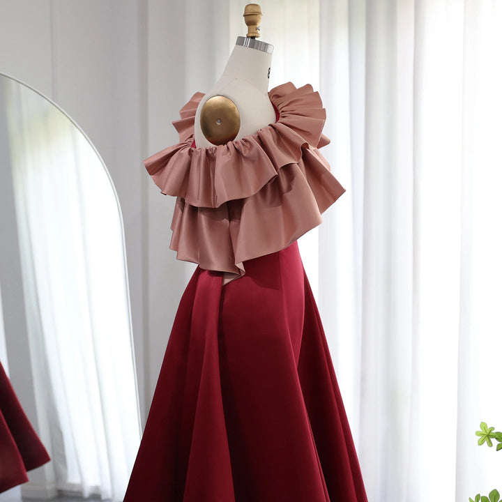 Elegant Pink Burgundy Dubai Short Evening Dresses for Wedding Party SF057