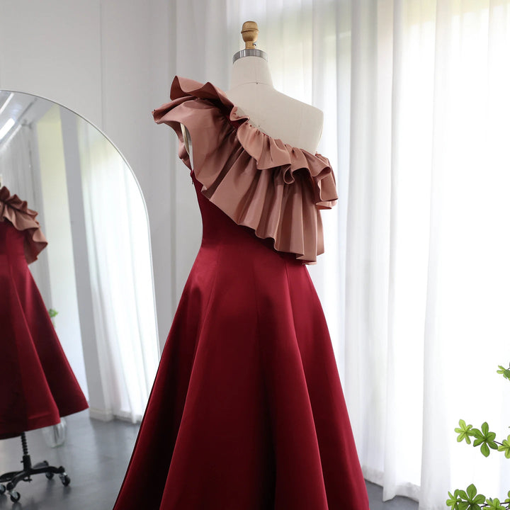 Elegant Pink Burgundy Dubai Short Evening Dresses for Wedding Party SF057