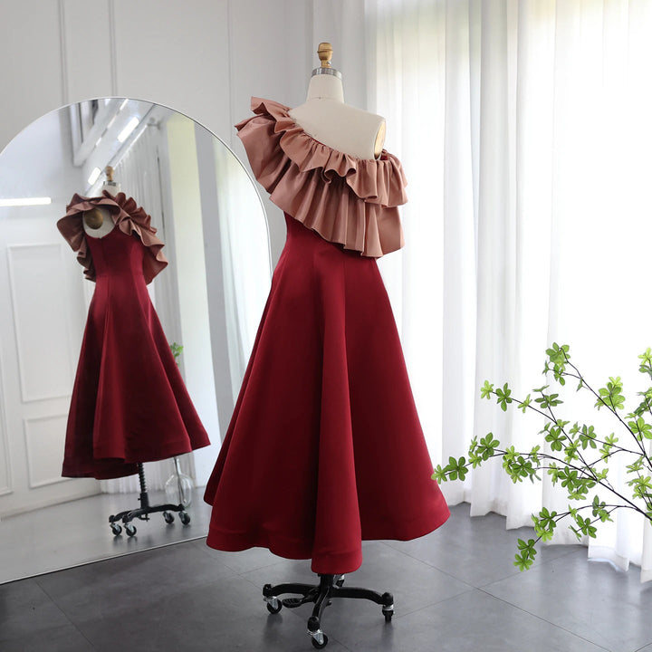 Elegant Pink Burgundy Dubai Short Evening Dresses for Wedding Party SF057