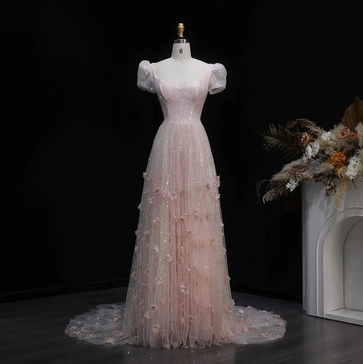 Elegant Pink Sequin Mermaid Evening Dress with Train SS643-DreamyVow