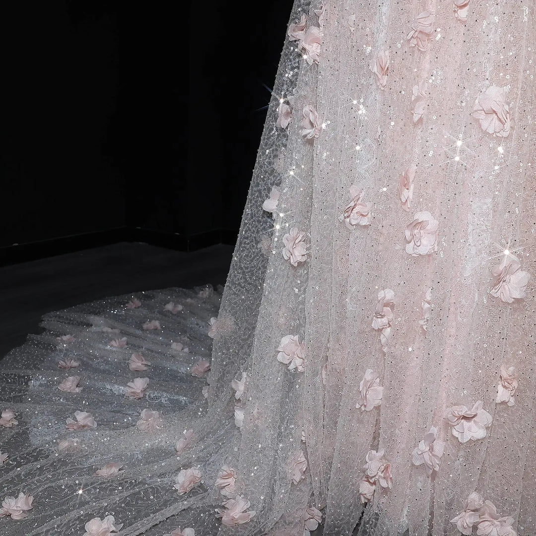 Elegant Pink Sequin Mermaid Evening Dress with Train SS643-DreamyVow
