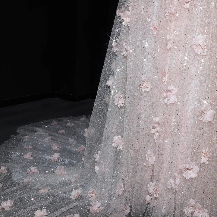 Elegant Pink Sequin Mermaid Evening Dress with Train SS643-DreamyVow