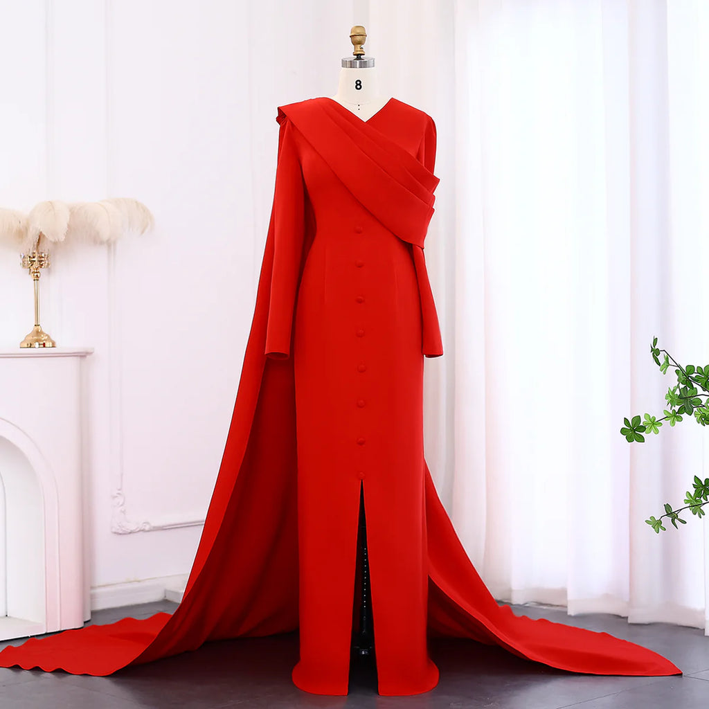 Arabic Black One Shoulder Mermaid Luxury Evening Dress with Cape Sleeve Elegant Dubai Women Wedding Party Gown 389 DreamyVow Arabic Black One Shoulder Mermaid Luxury Evening Dress with Cape Sleeve Elegant Dubai Women Wedding Party Gown 389 DreamyVow
