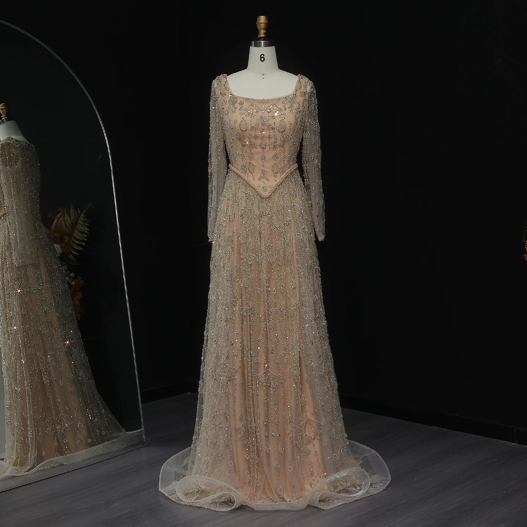 Elegant Sage Green Luxury Evening Dress with Spaghetti Straps SS693