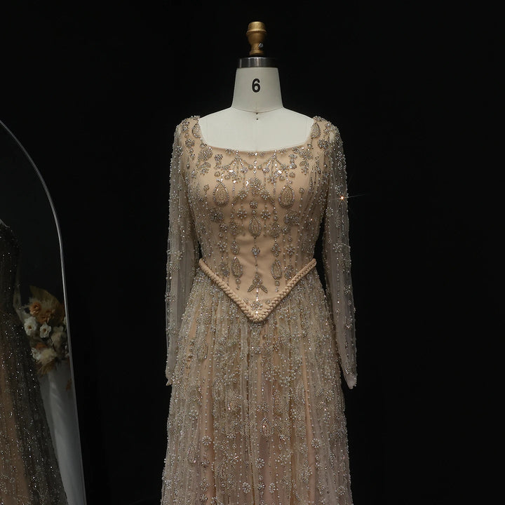 Elegant Sage Green Luxury Evening Dress with Spaghetti Straps SS693