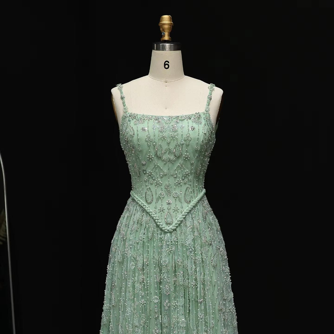 Elegant Sage Green Luxury Evening Dress with Spaghetti Straps SS693 Burgundy / 14 Elegant Sage Green Luxury Evening Dress with Spaghetti Straps SS693 Burgundy / 14