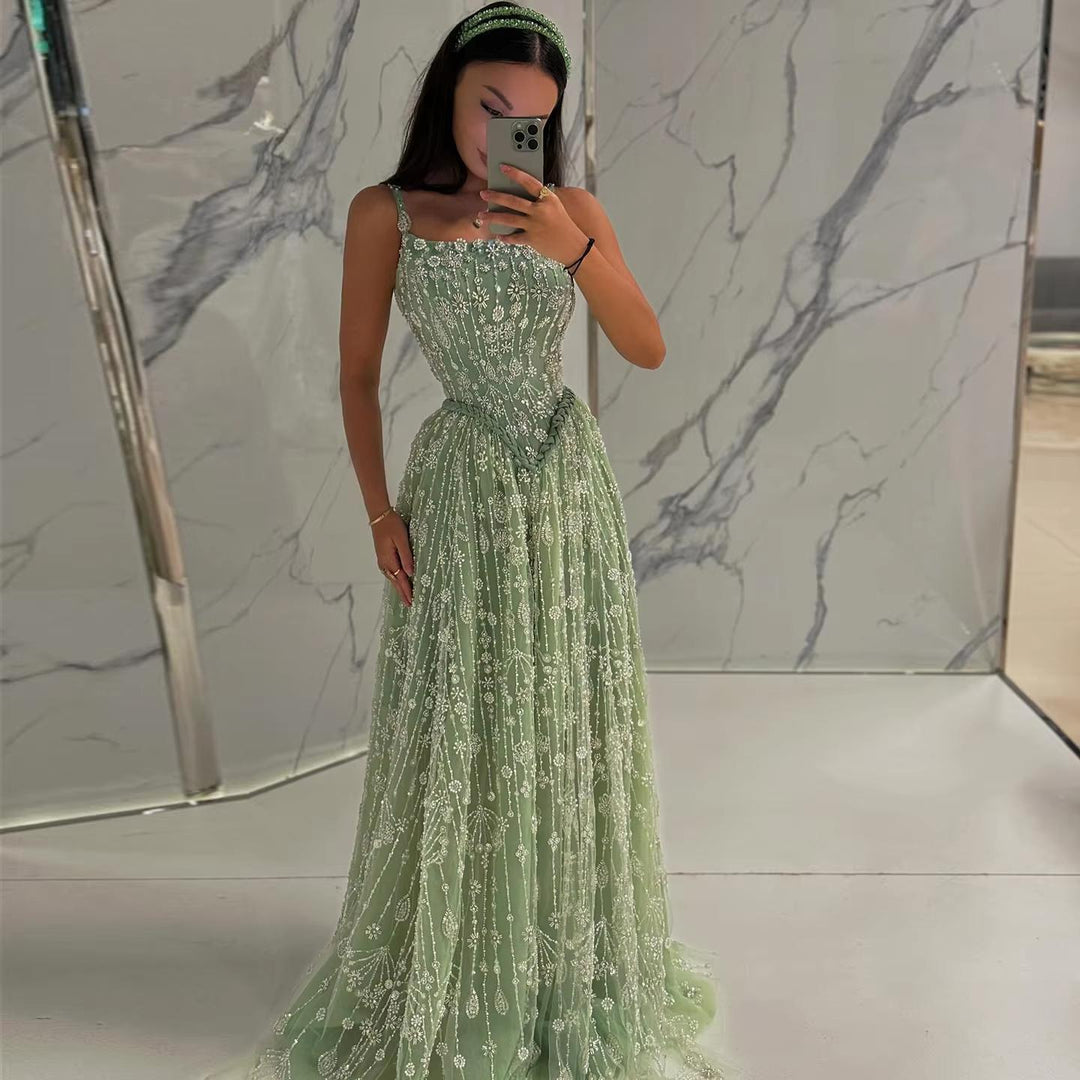 Elegant Sage Green Luxury Evening Dress With Spaghetti Straps SS693 Burgundy / 14 Elegant Sage Green Luxury Evening Dress With Spaghetti Straps SS693 Burgundy / 14