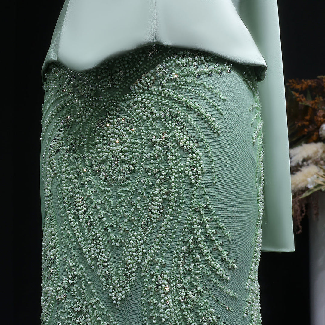 Elegant Sage Green Sequin 2 Pieces Prom Dress with Scarf SS616 Green / 12 Elegant Sage Green Sequin 2 Pieces Prom Dress with Scarf SS616 Green / 12