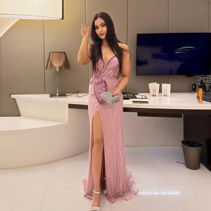 Elegant Sweetheart Pink Evening Dress Mermaid Gown SS267