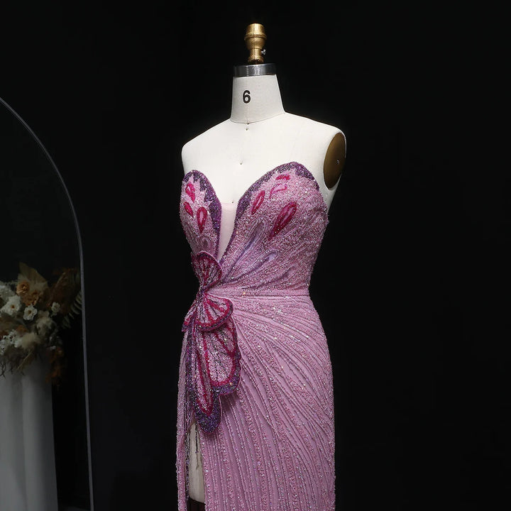 Elegant Sweetheart Pink Evening Dress Mermaid Gown SS267