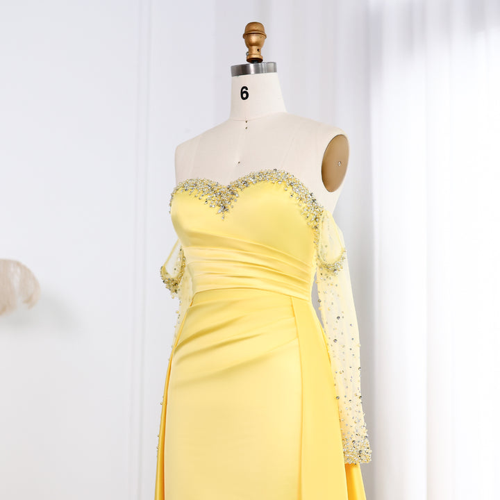 Elegant Sweetheart Yellow Satin Evening Dress SS586