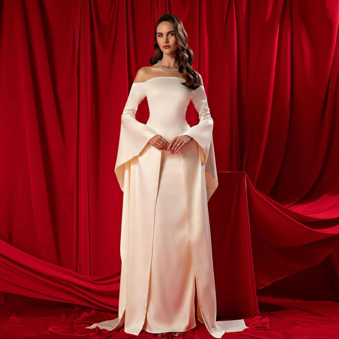 Elegant White Off shoulder Evening Dress SF050