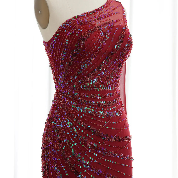 Feather Turquoise Aqua One Shoulder Mermaid Evening Dress with Cape SS498