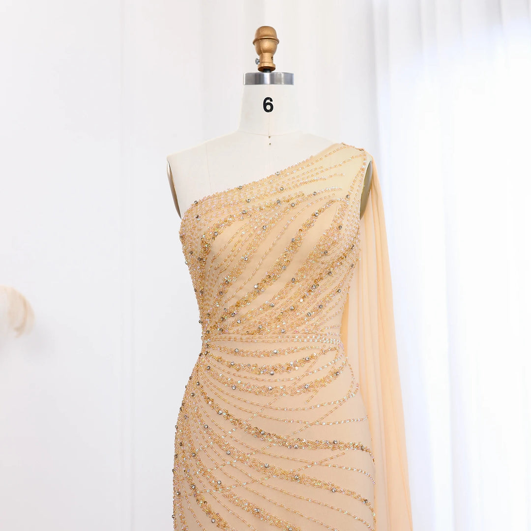 Feather Turquoise Aqua One Shoulder Mermaid Evening Dress with Cape SS DreamyVow Feather Turquoise Aqua One Shoulder Mermaid Evening Dress with Cape SS DreamyVow