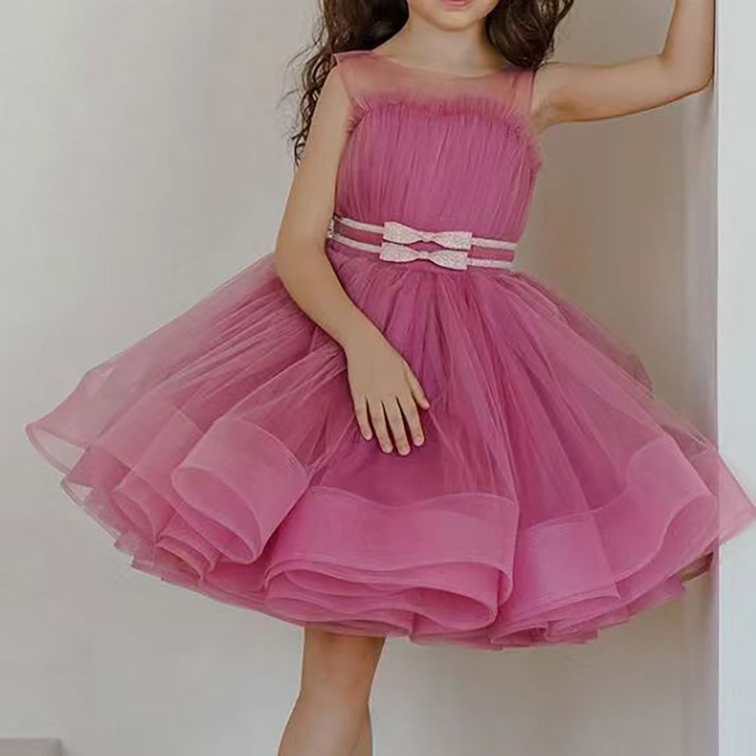 Pretty Fuchsia Flower Girl Dress Bow Toddler Birthday Party Gown D121 DreamyVow Pretty Fuchsia Flower Girl Dress Bow Toddler Birthday Party Gown D121 DreamyVow