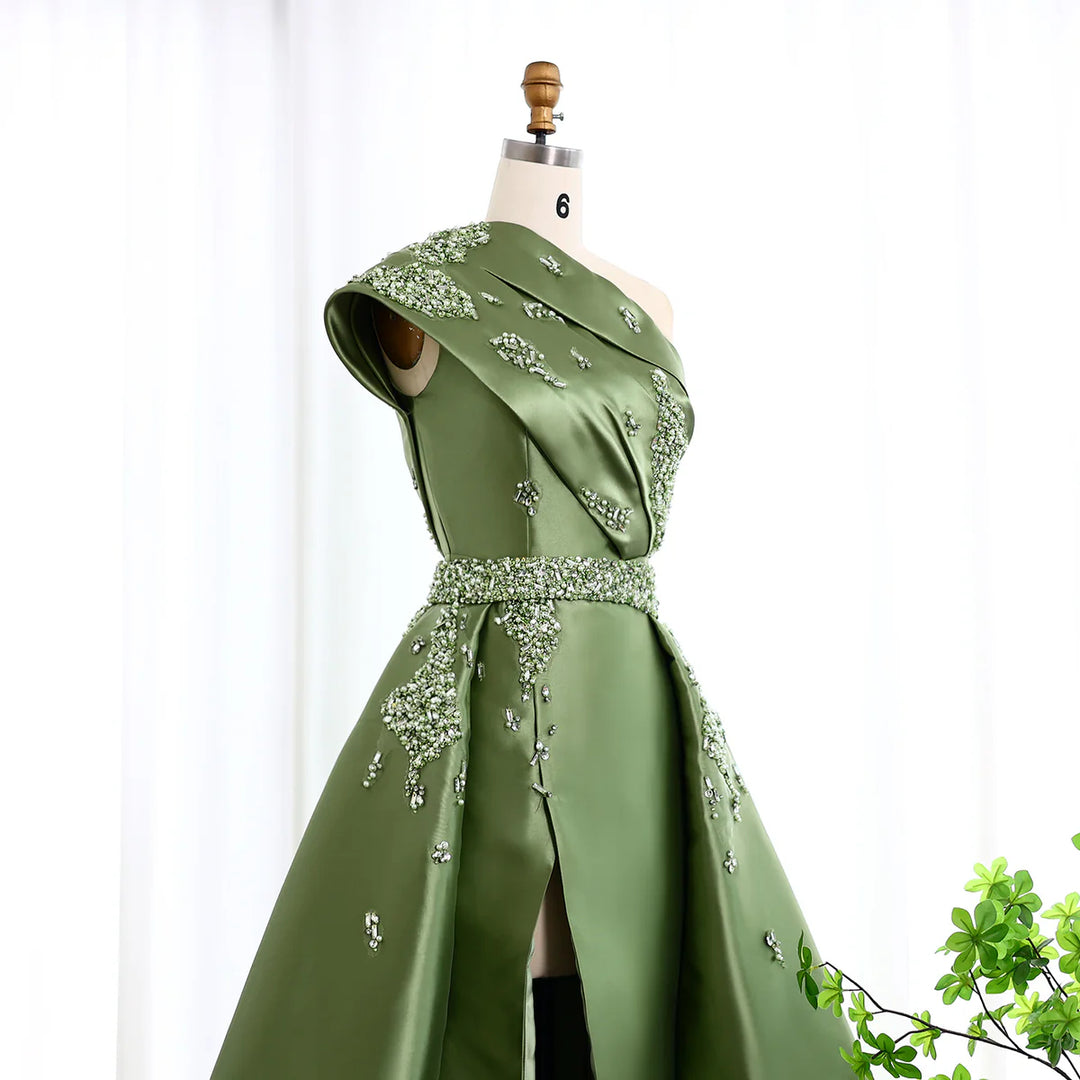 Glamorous Champagne Crystal with Overskirt Prom Dress SS599 Green / 8