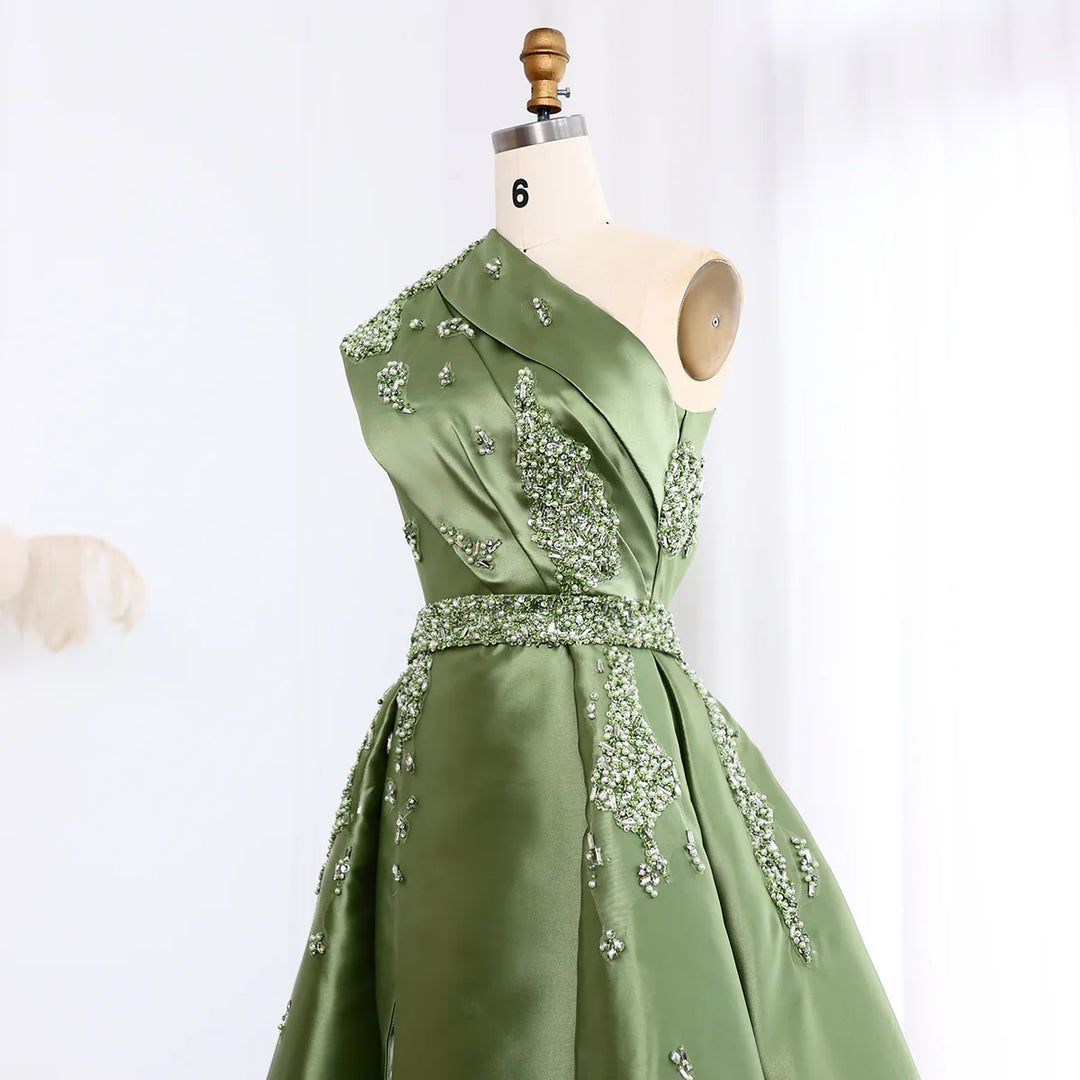 Glamorous Champagne Crystal with Overskirt Prom Dress SS599 Green / 8