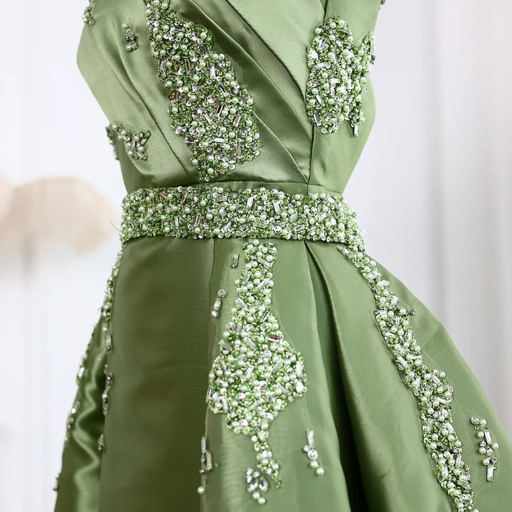 Glamorous Champagne Crystal with Overskirt Prom Dress SS599-DreamyVow
