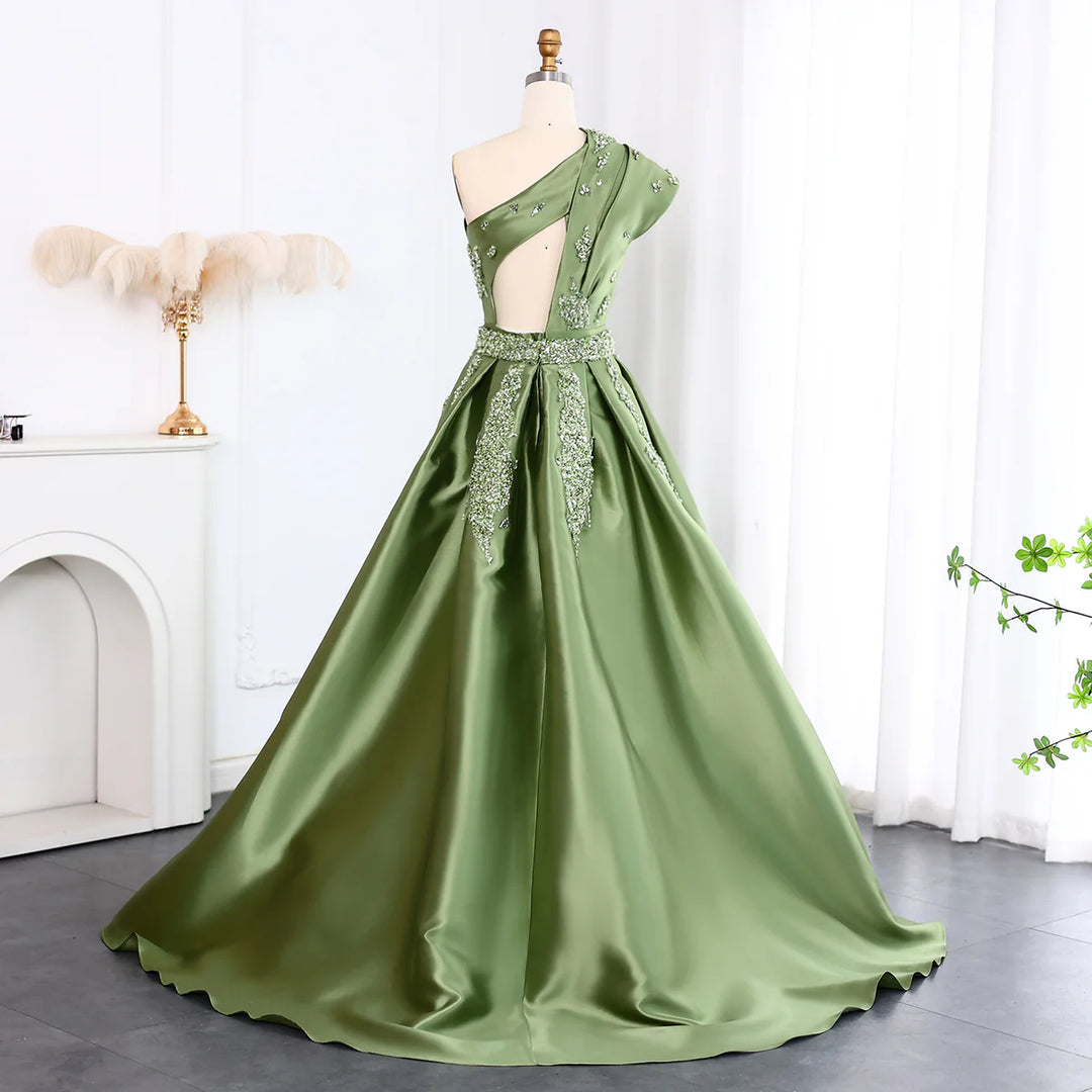 Glamorous Champagne Crystal with Overskirt Prom Dress SS599-DreamyVow