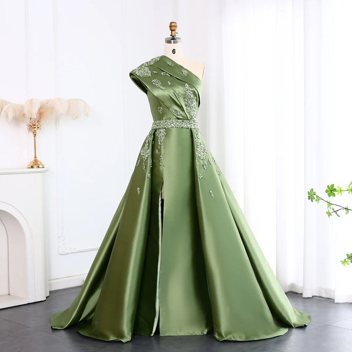 Glamorous Champagne Crystal with Overskirt Prom Dress SS599-DreamyVow