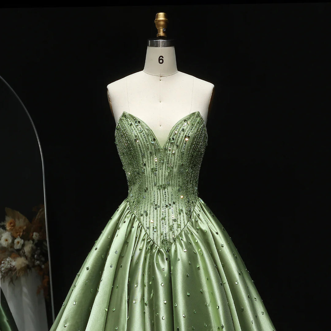 Glamorous Green Sequin Off Shoulder Prom Dress XD011-DreamyVow