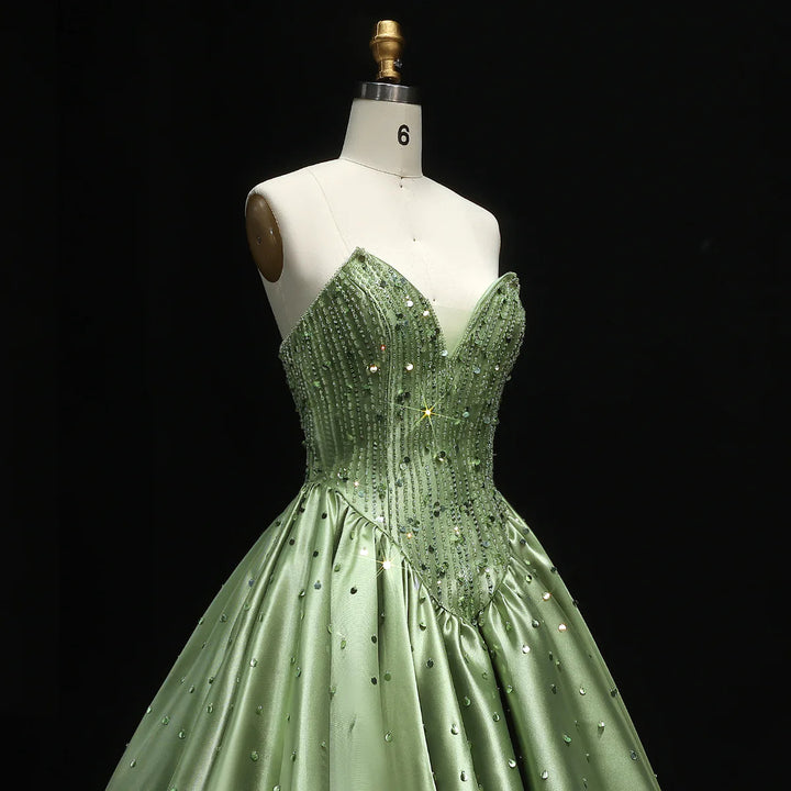 Glamorous Green Sequin Off Shoulder Prom Dress XD011-DreamyVow